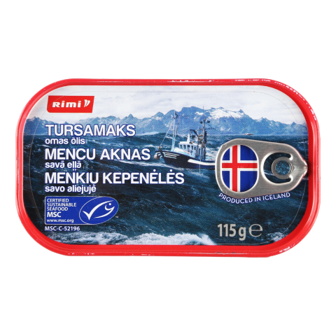 Menkių kepenėlės RIMI savo aliejuje, 115g