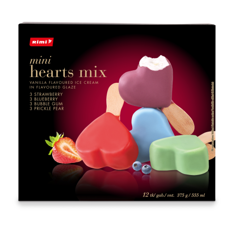 Ledai RIMI MINI HEARTS MIX, 12 vnt. 375g