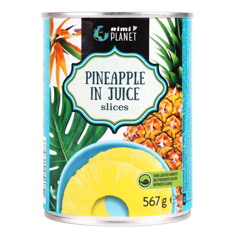Ananasu šķēl. sulā Rimi Planet 567g/340g