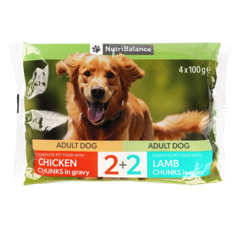 Šunų ėdalas su mėsa pad. NUTRIBALANCE, 4x100g