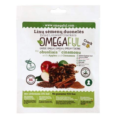 Linų sėm. duonelės su ob.,cinam. OMEGAFUL,80g