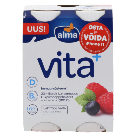 Jogurtijook vaarika-mustika Vita+ 4x100g