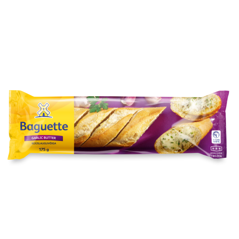 Bagete Izcep pats ar ķiploku, zaļumu sv. 175g