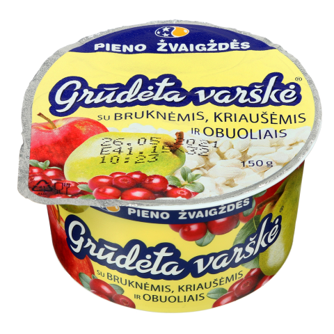 Grūd. varškė su bruk., kr., ob. PŽ, 7%, 150g