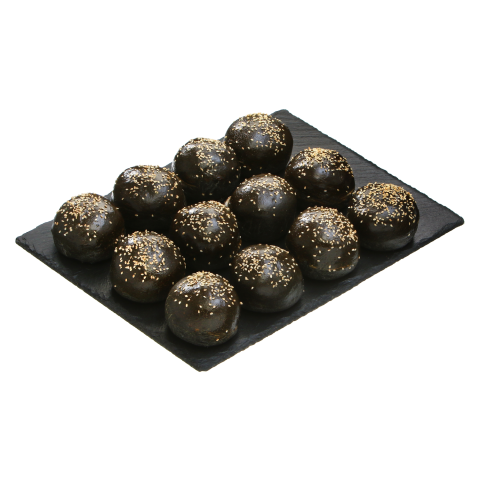 Mini mėsainio bandelės juodos, 12vnt, 528g