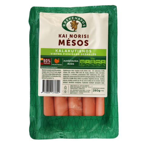  Kalakutienos dešrelės KAI NORIS MĖSOS,280g