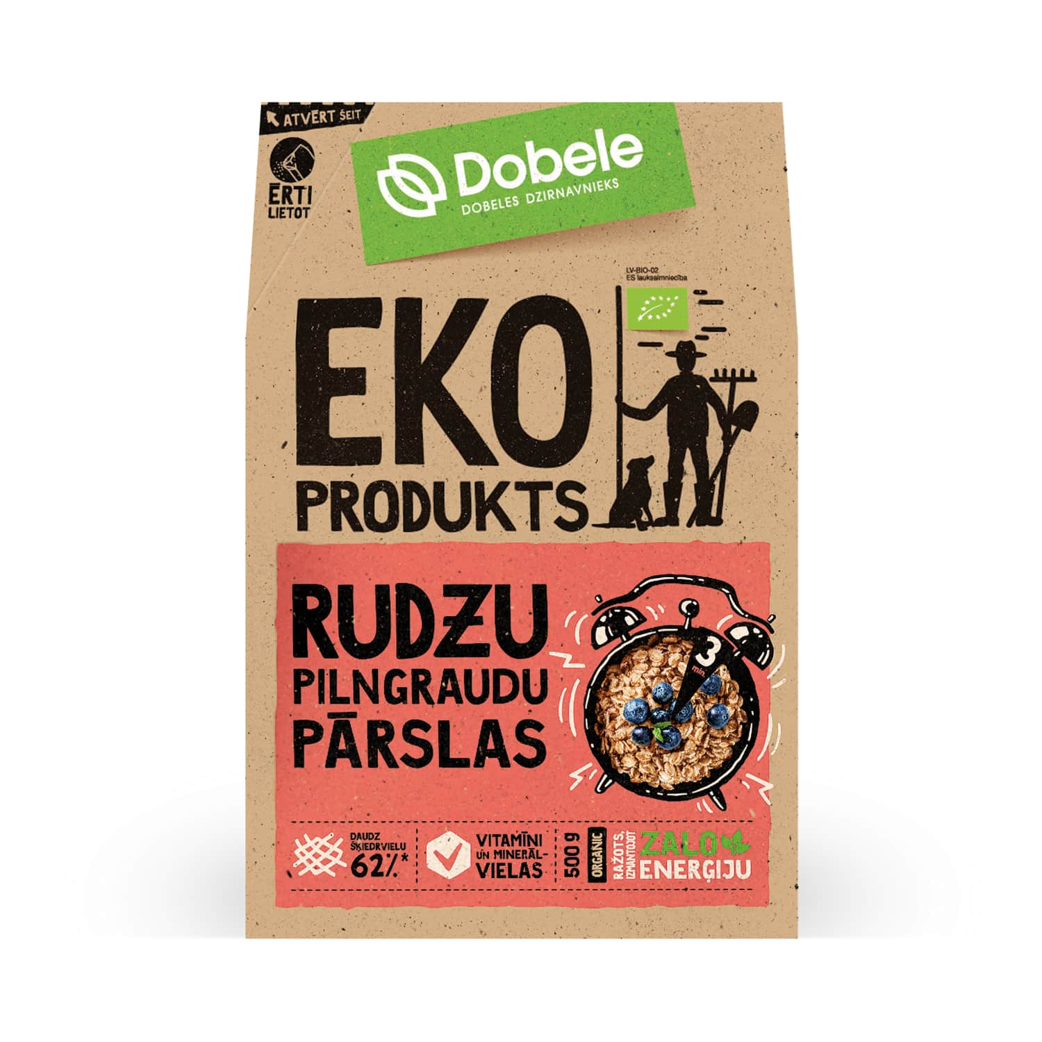 Rudzu pārslas Dobele pilngraudu EKO 500g