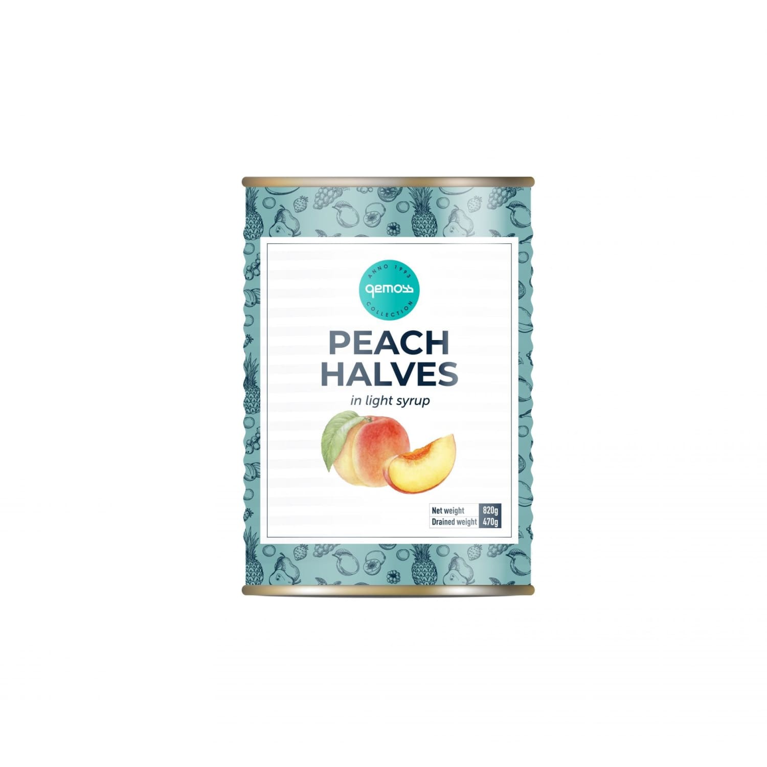 Persiku pusītes Gemoss sīrupā 820g/480g