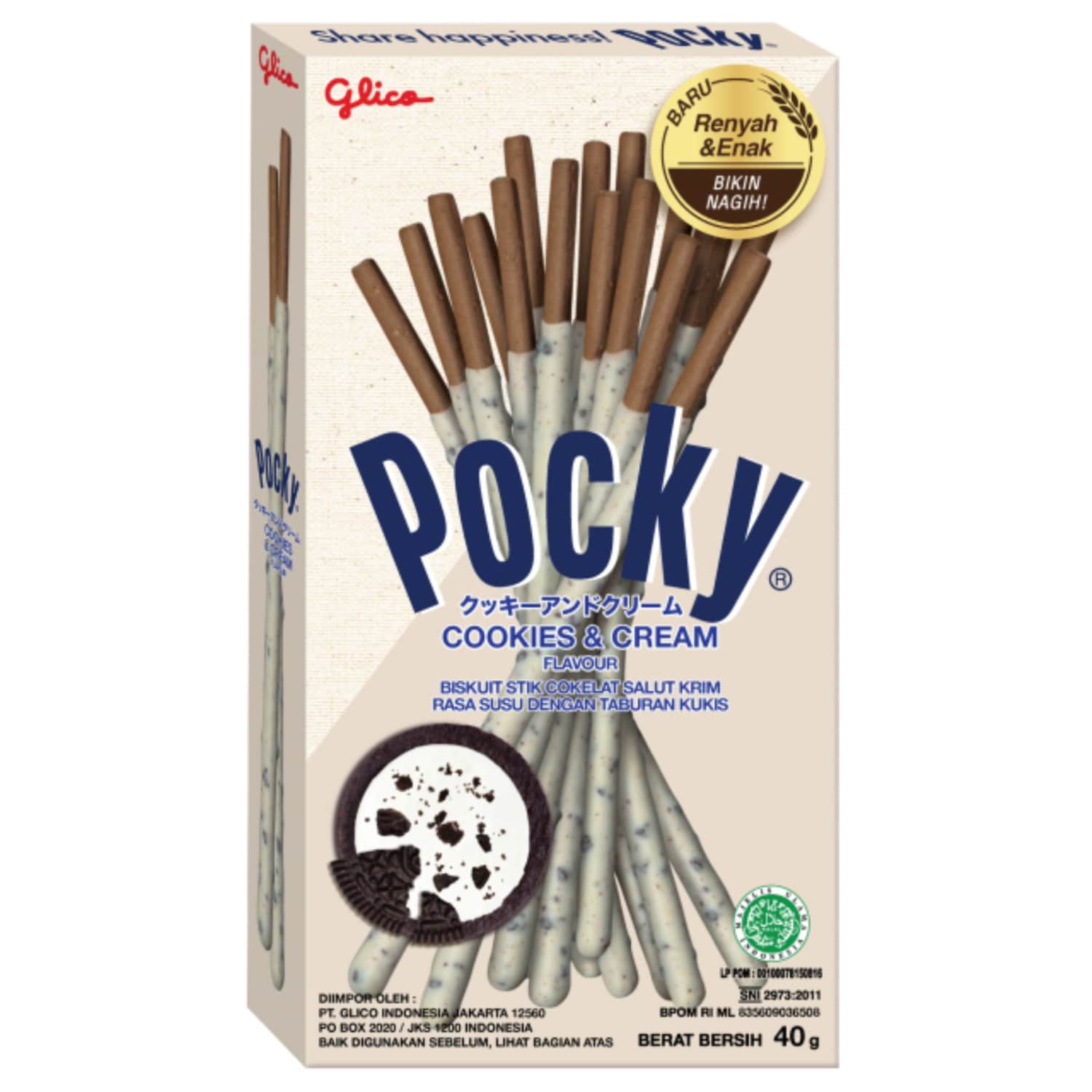 Lazdelės GLICO POCKY COOKIE CREAM, 40 g