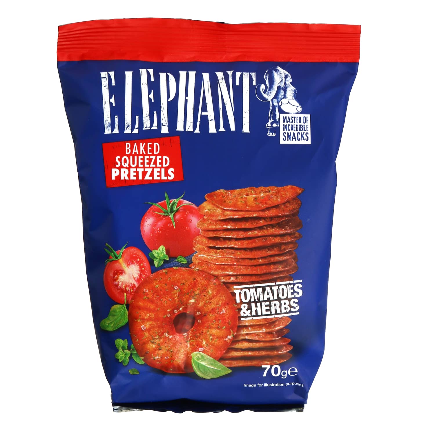 Krekeri Elephant ar tomātiem, garšaugiem 70g
