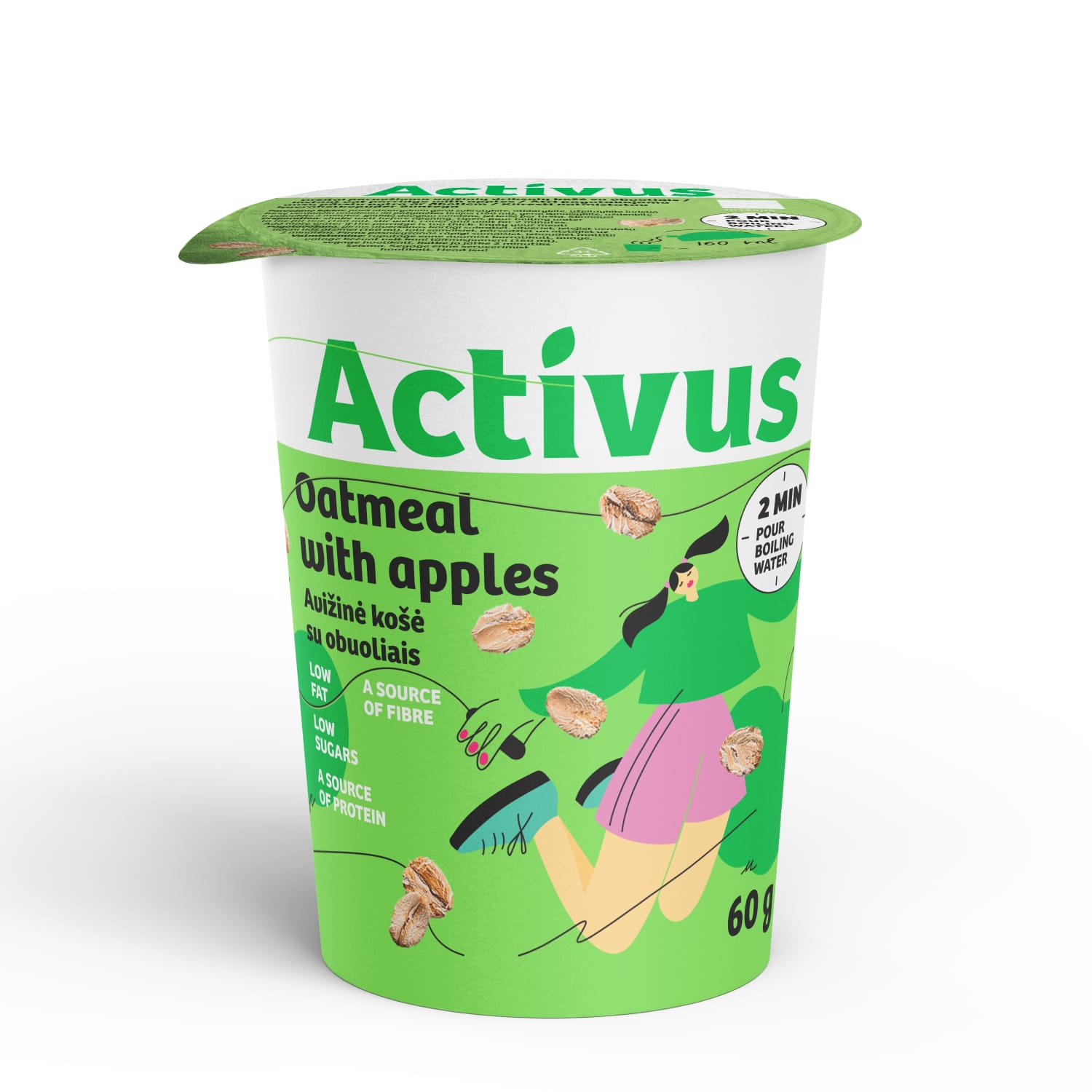 Auzu pārslu putra Activus ar āboliem 60g
