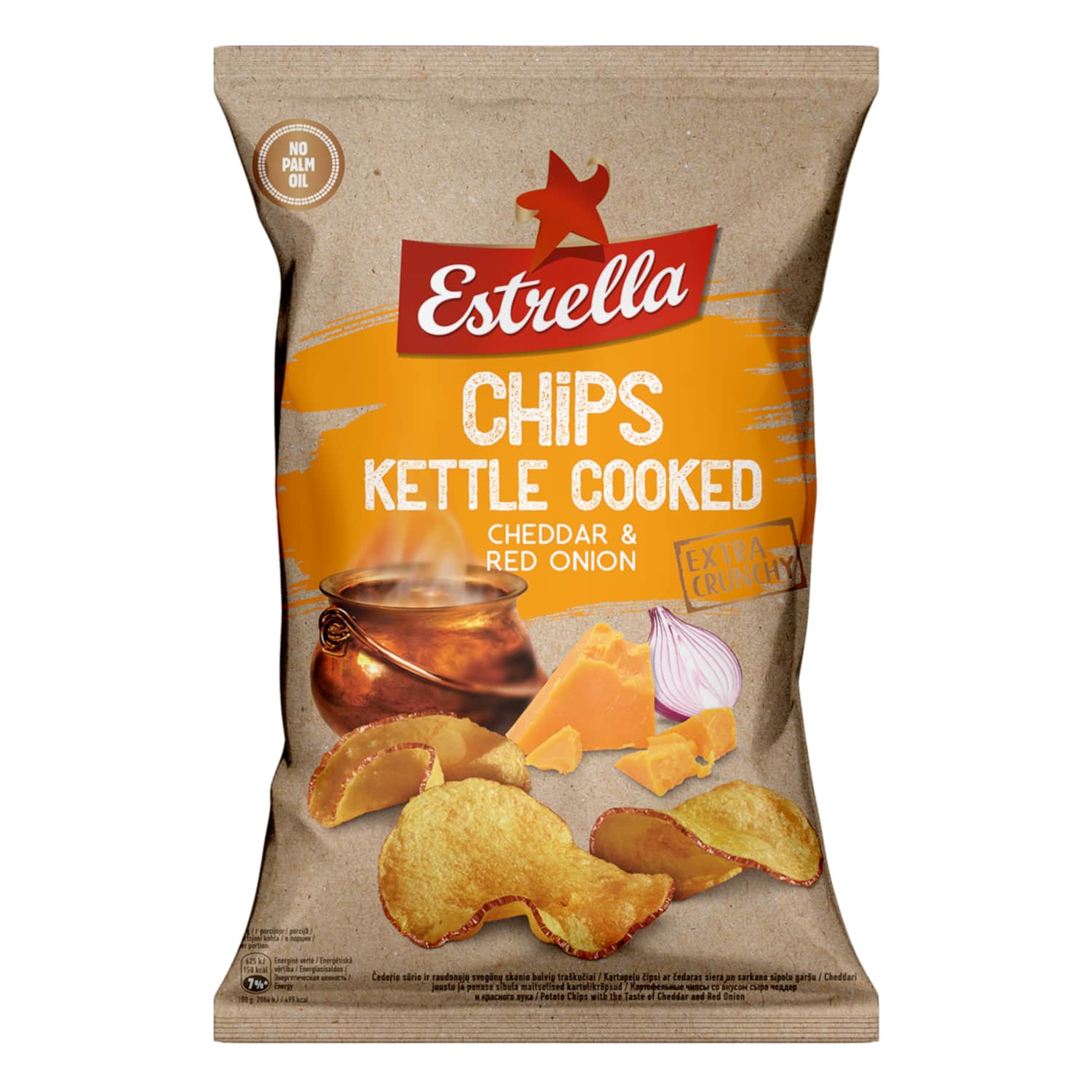 Čipsi Estrella Kettle ar čedaras s./sīp. 120g