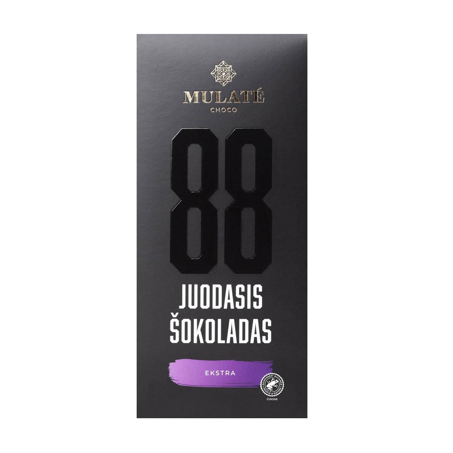 Juodasis šokoladas MULATE CHOCO, 88%, 90 g