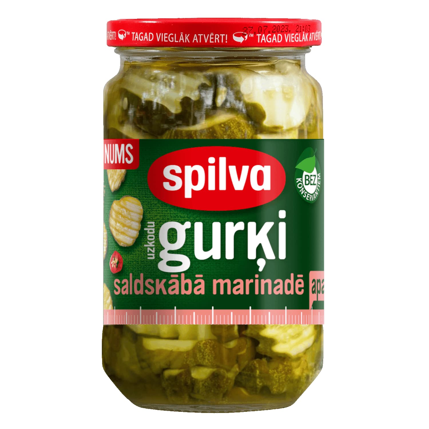 Uzkodu gurķi Spilva salds. marinādē 460g/230g