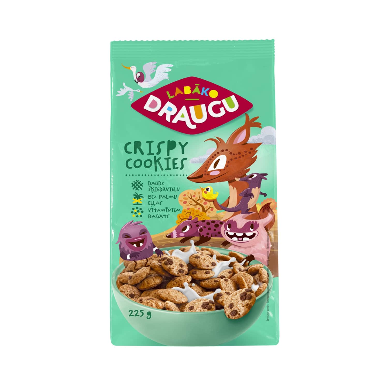 Sausās brokastis Draugu Crispy Cookies 225g