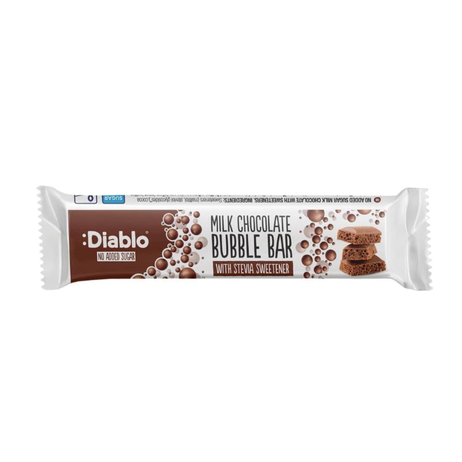 Piena šokol. Diablo Bubble Bar ar saldin. 30g