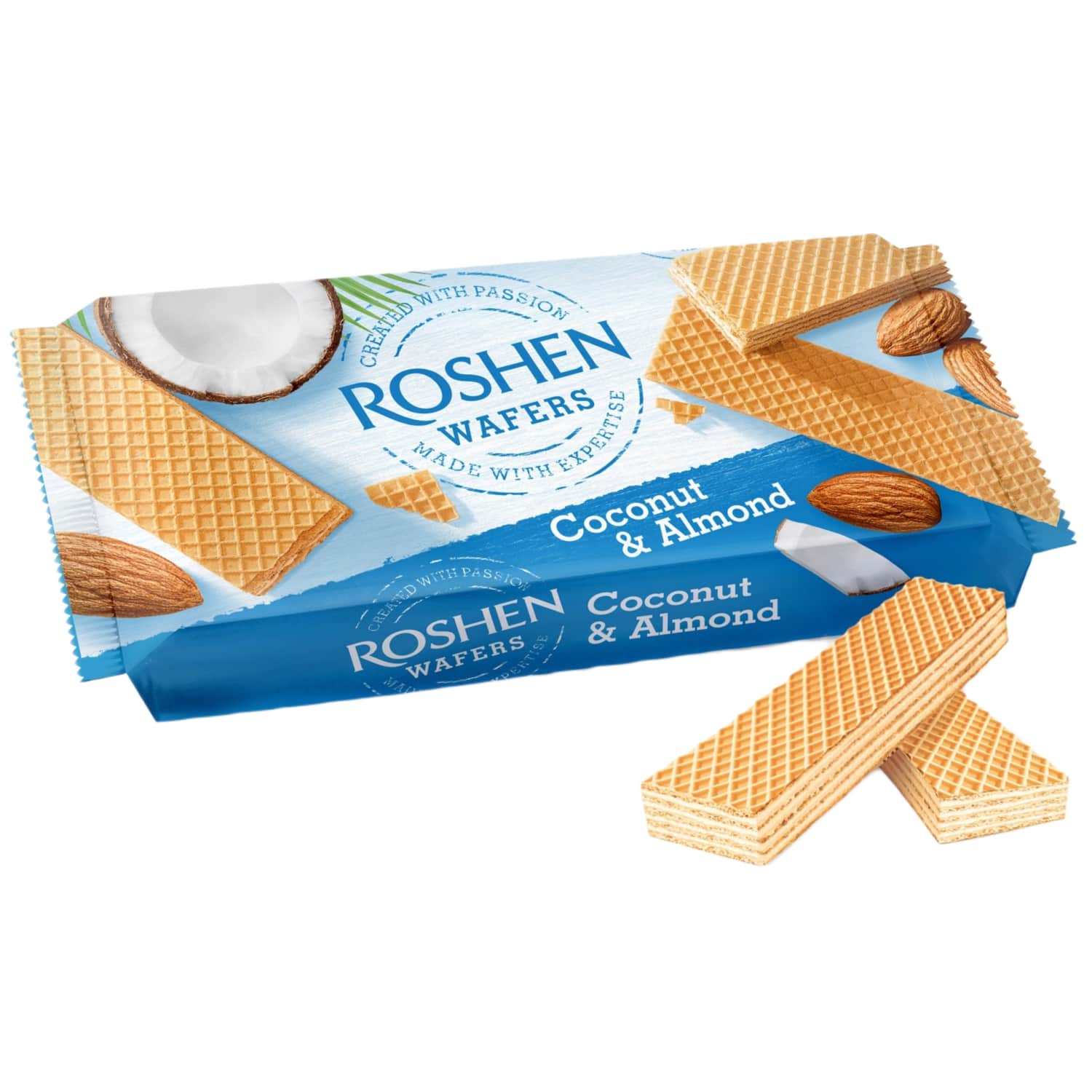 Vafliai su kokos., migdol. įd. ROSHEN, 216 g