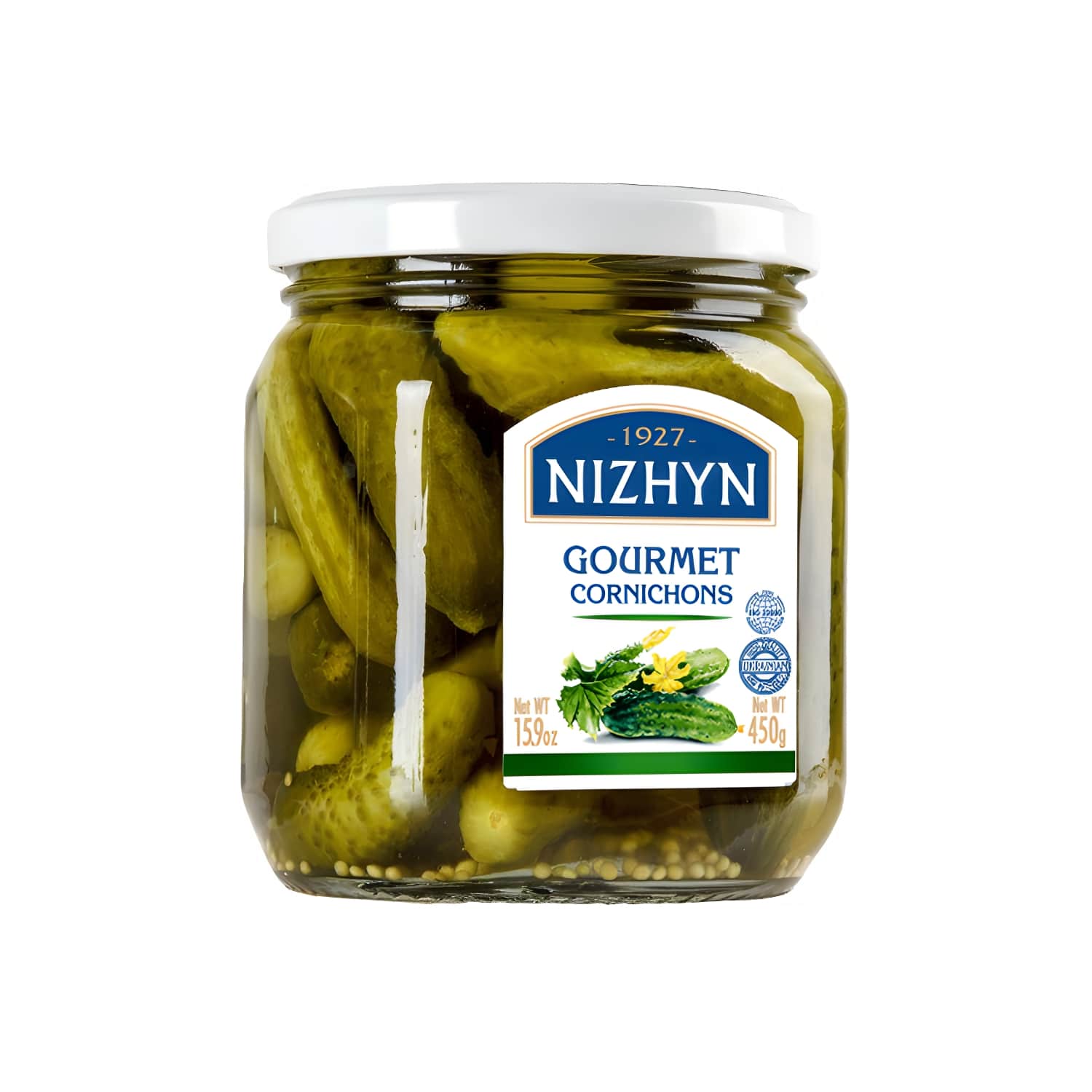 Marinēti gurķi Nizhyn kornišoni 450g/240g