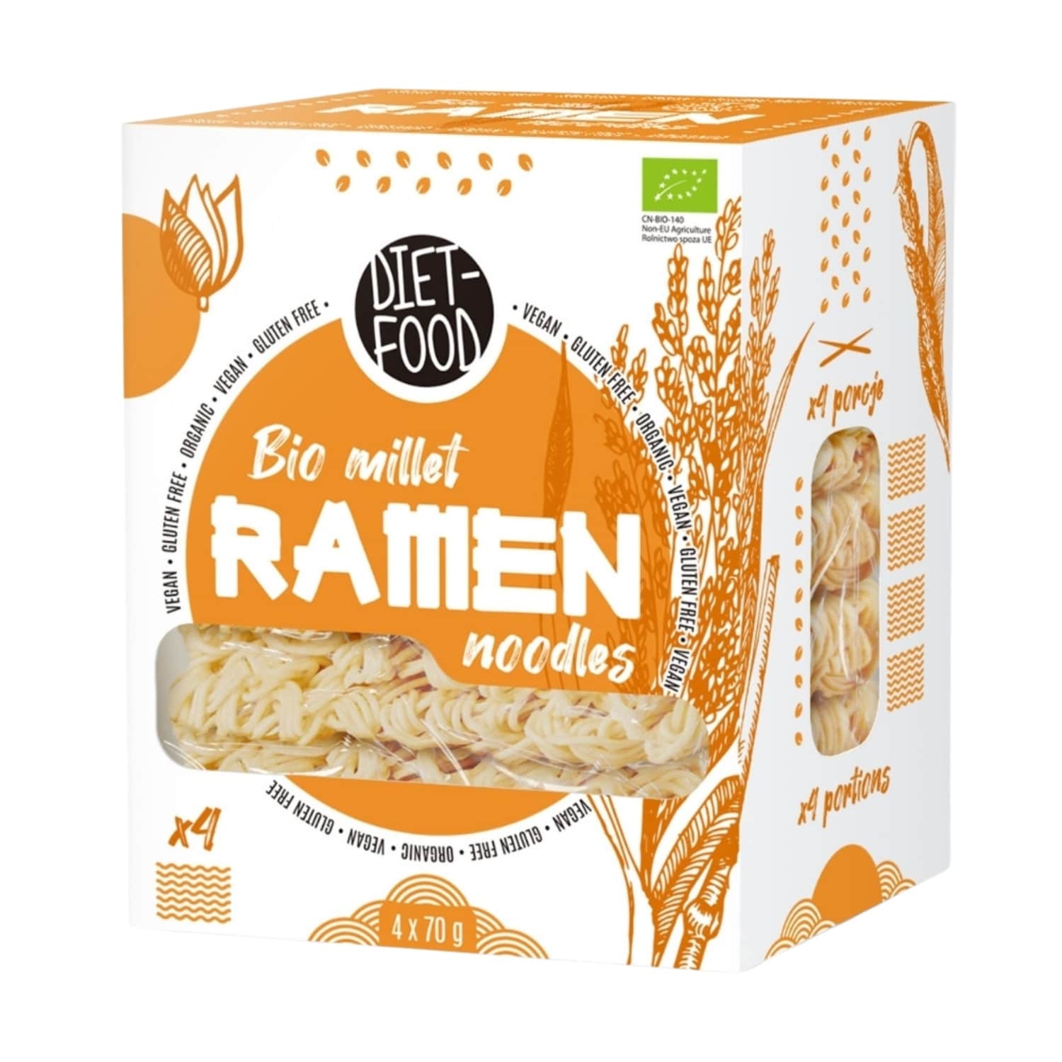 Ekol. sorų RAMEN makaronai DIET-FOOD, 280 g