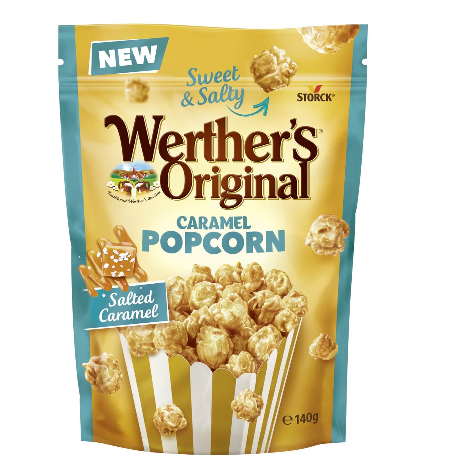 Sald. WERTHER'S SALTED CARAMEL POPCORN, 140 g