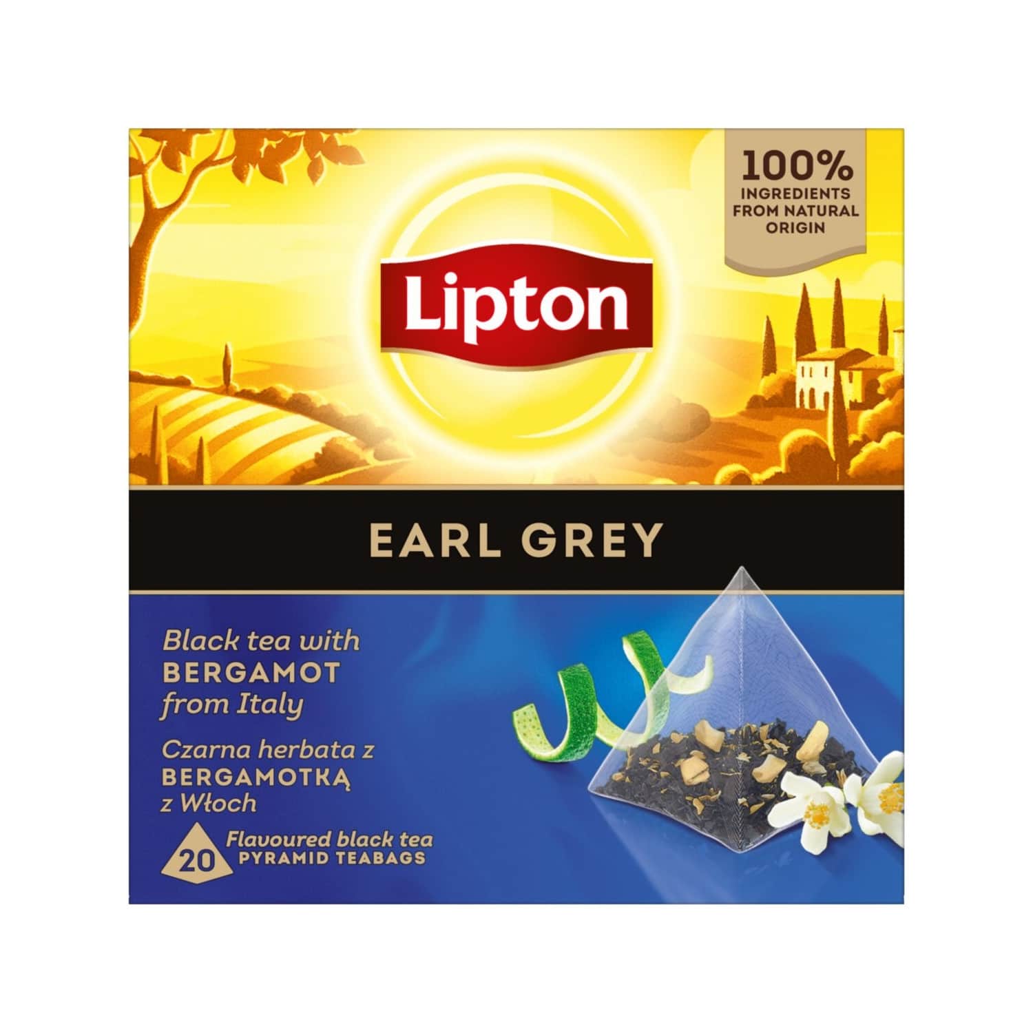 Juodoji arbata LIPTON EARL GREY, 20 x 1,6 g