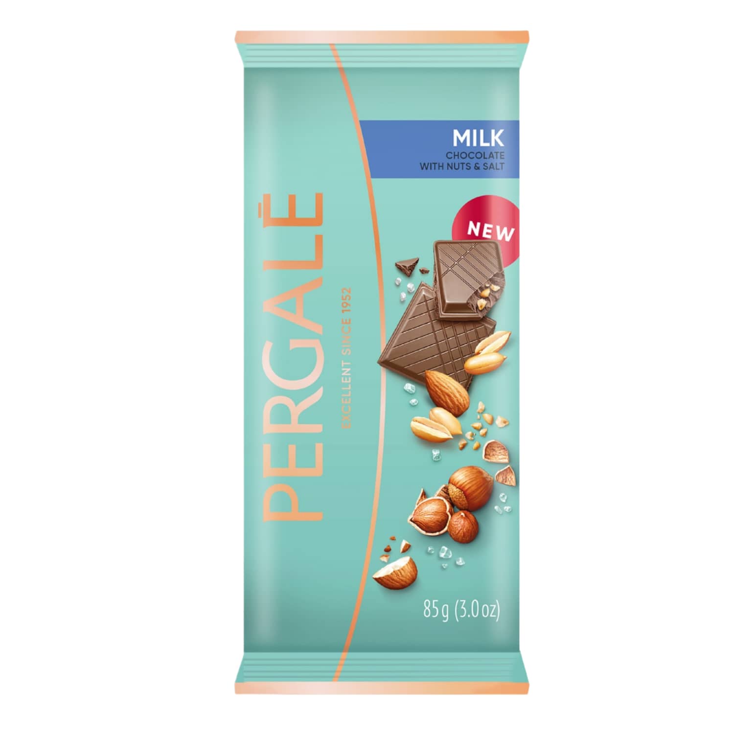 Piena šokolāde Pergale ar riekstiem, sāli 85g