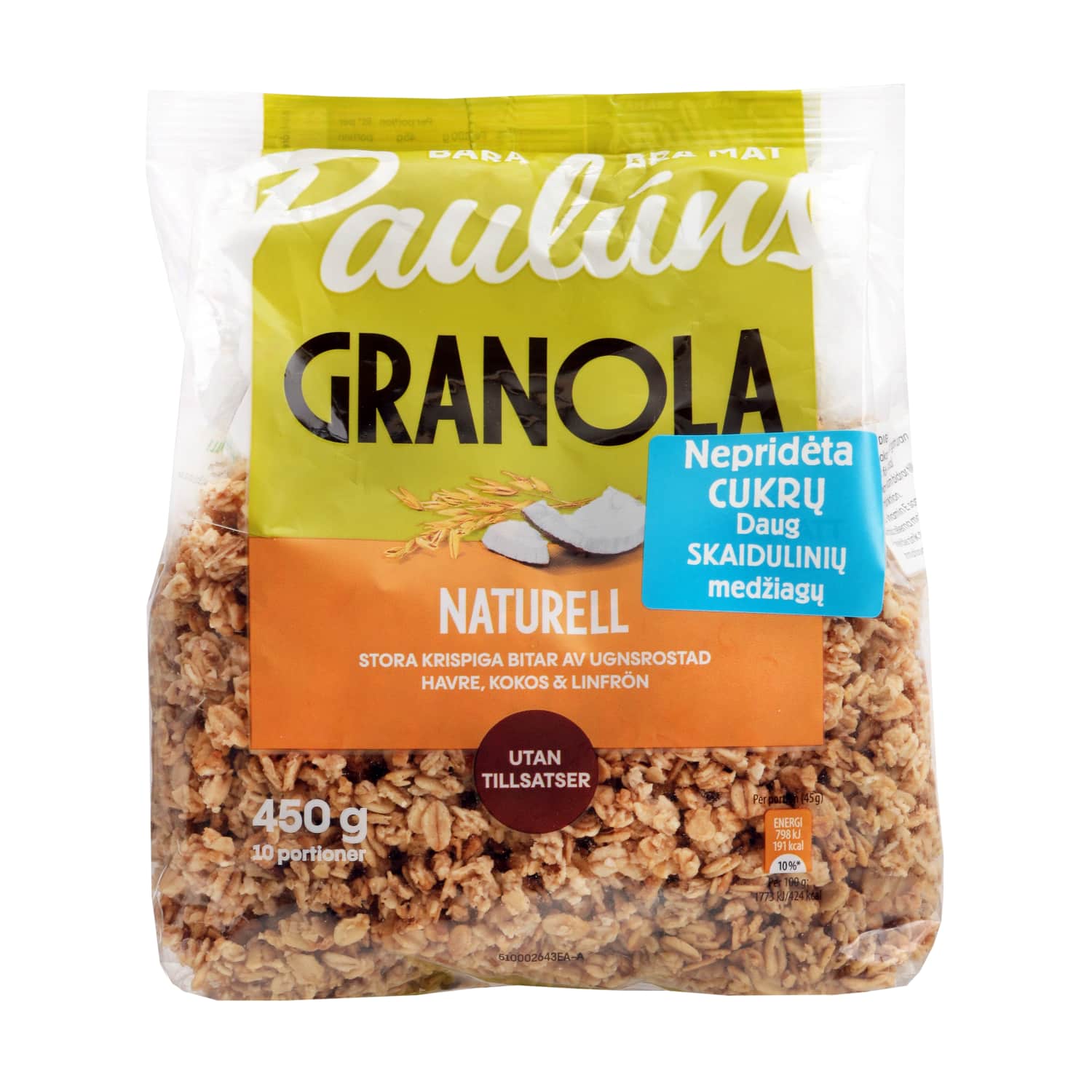 Granola su kokos. ir linų sėm. PAULUNS, 450 g