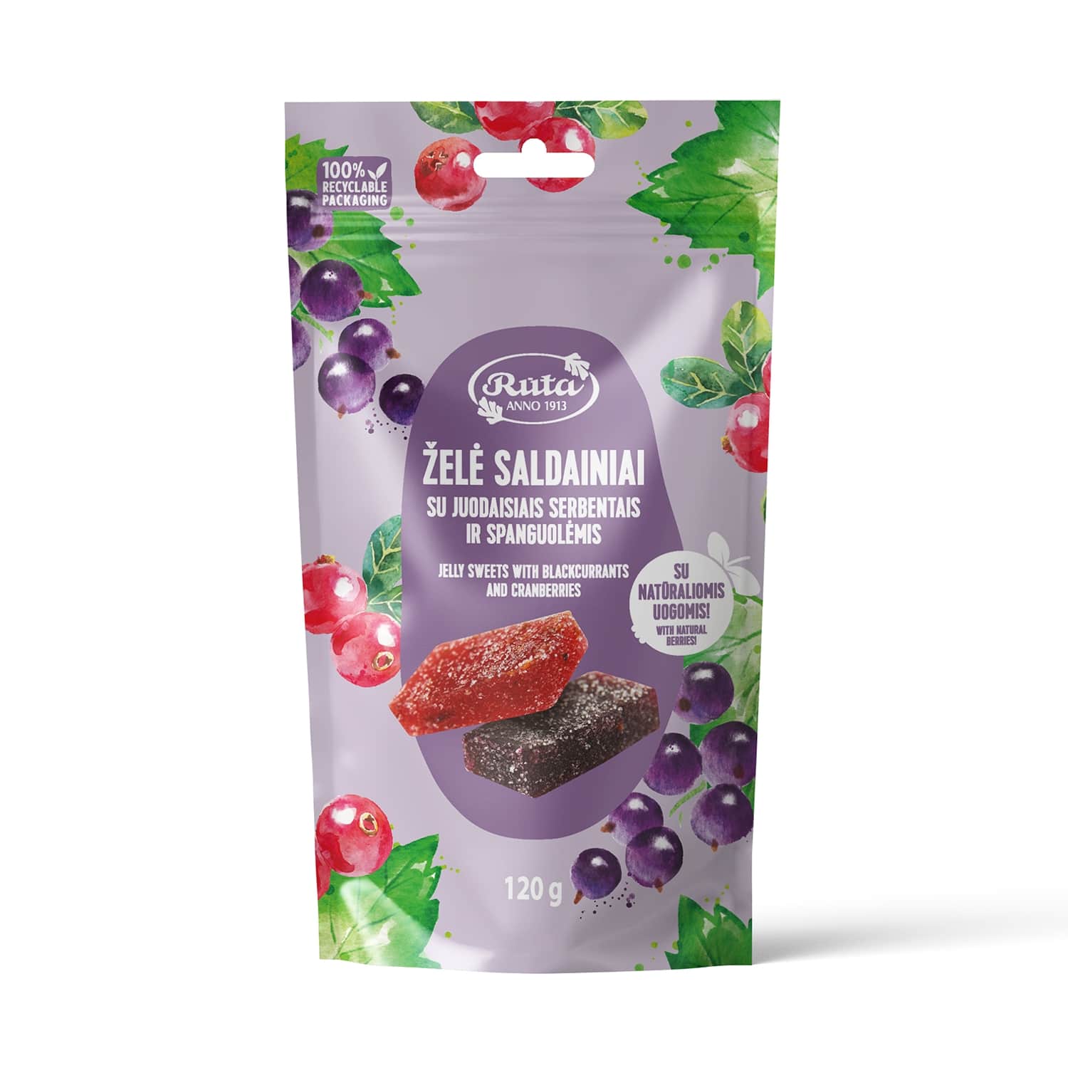 Želė sald. su j. serb. ir spang. RŪTA, 120 g