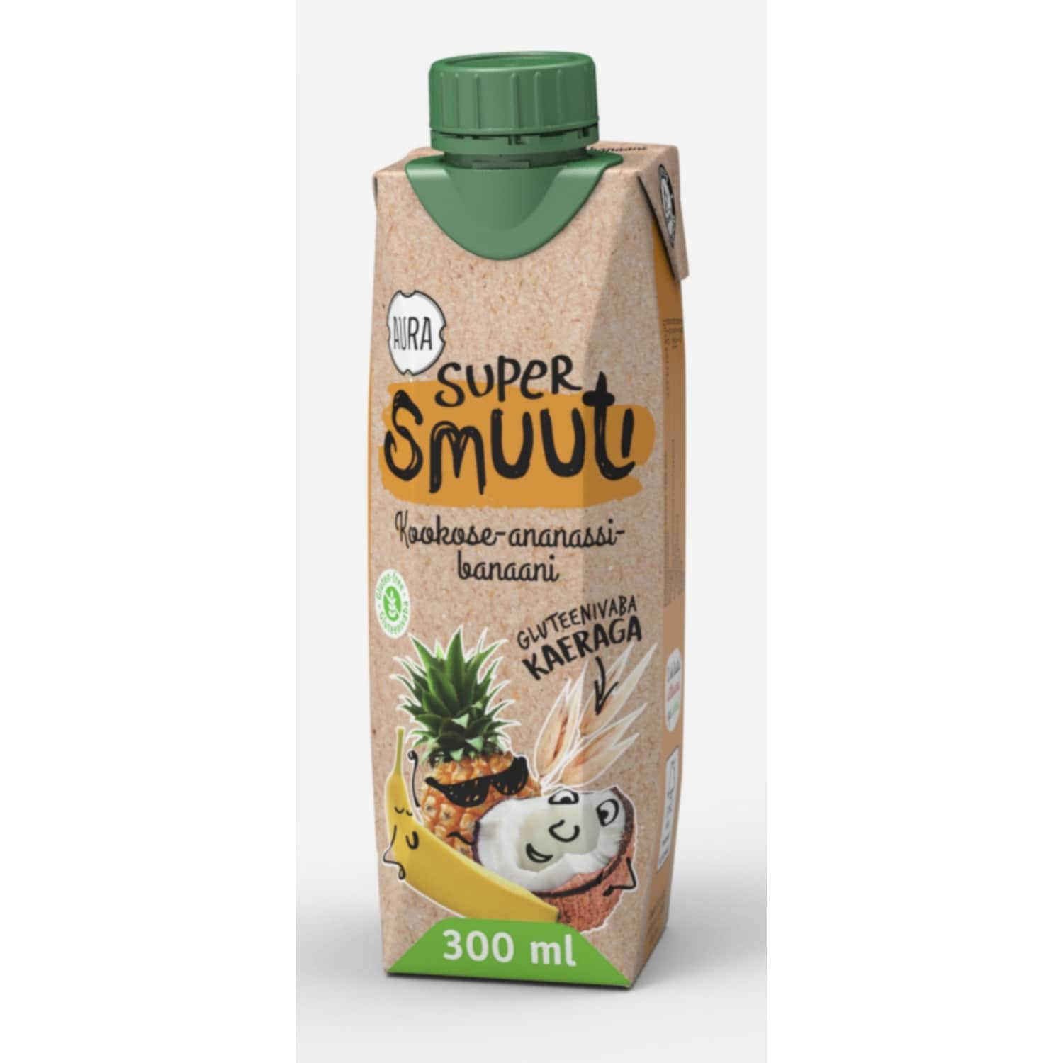 Supersmuuti Aura kookos-ananass-banaan 0,3l