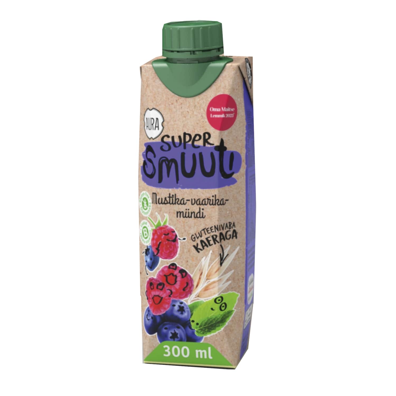 Supersmuuti Aura mustika-vaarika-mündi 0,3l