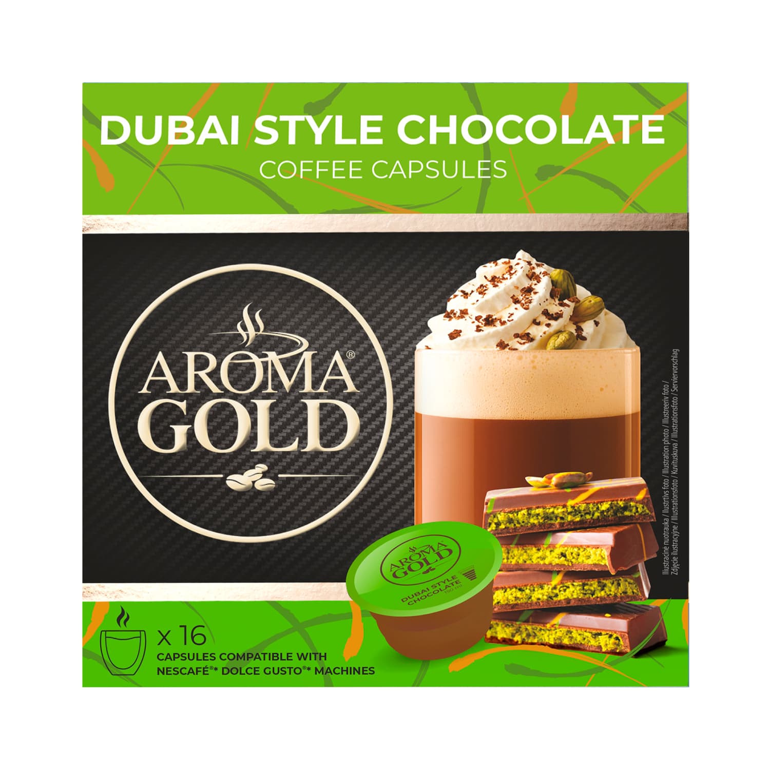 Kohvikapslid Aroma Gold Dubai šokolaad 16tk