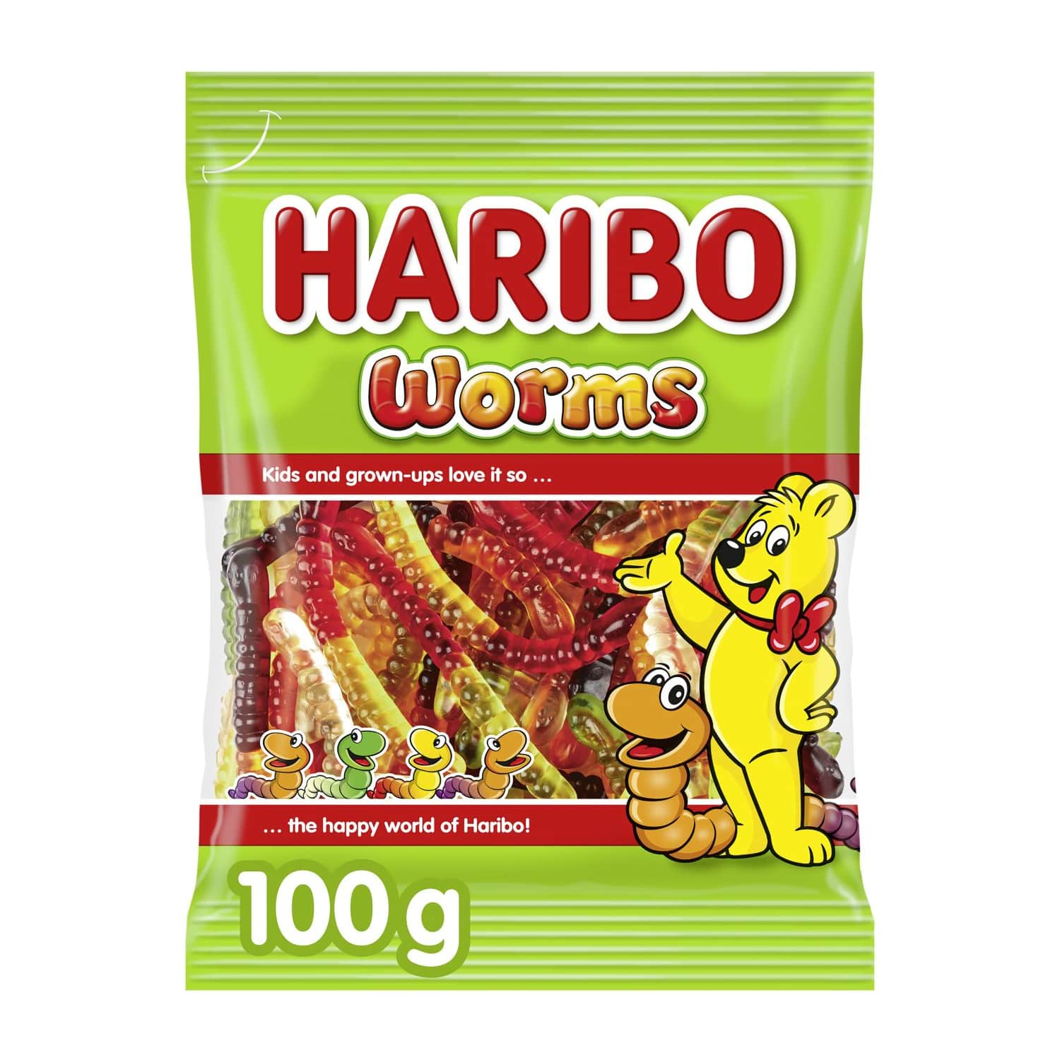 Želejkonfektes Haribo Worms augļu garša 100g