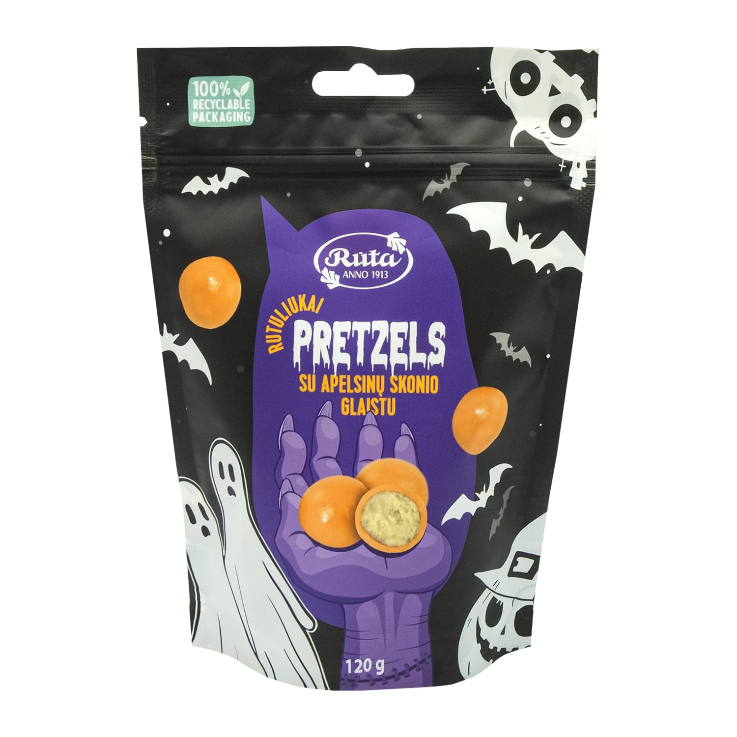 Sausainiai PRETZELS su apels. sk. gl., 120 g