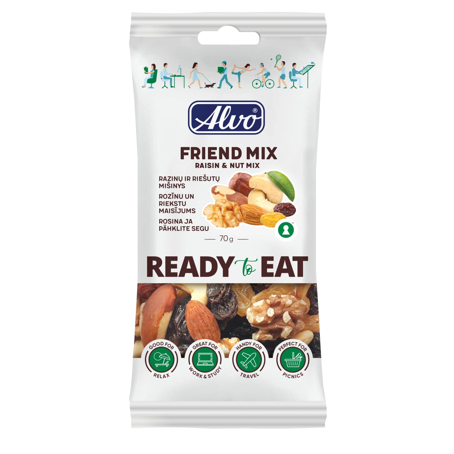 Rozīņu un riekstu maisījums Alvo Draugu 70g