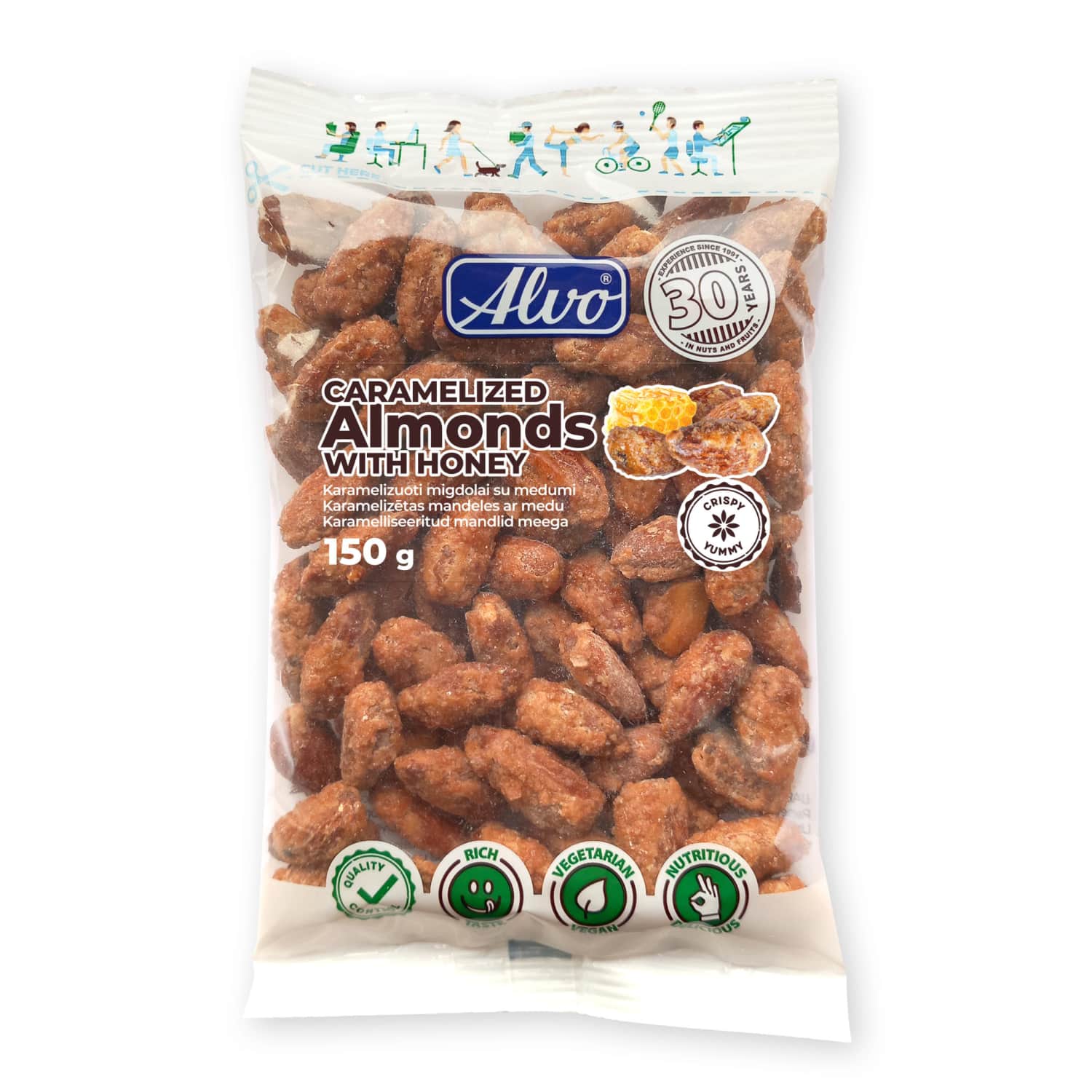 Karamelizētas mandeles Alvo ar medu 150g