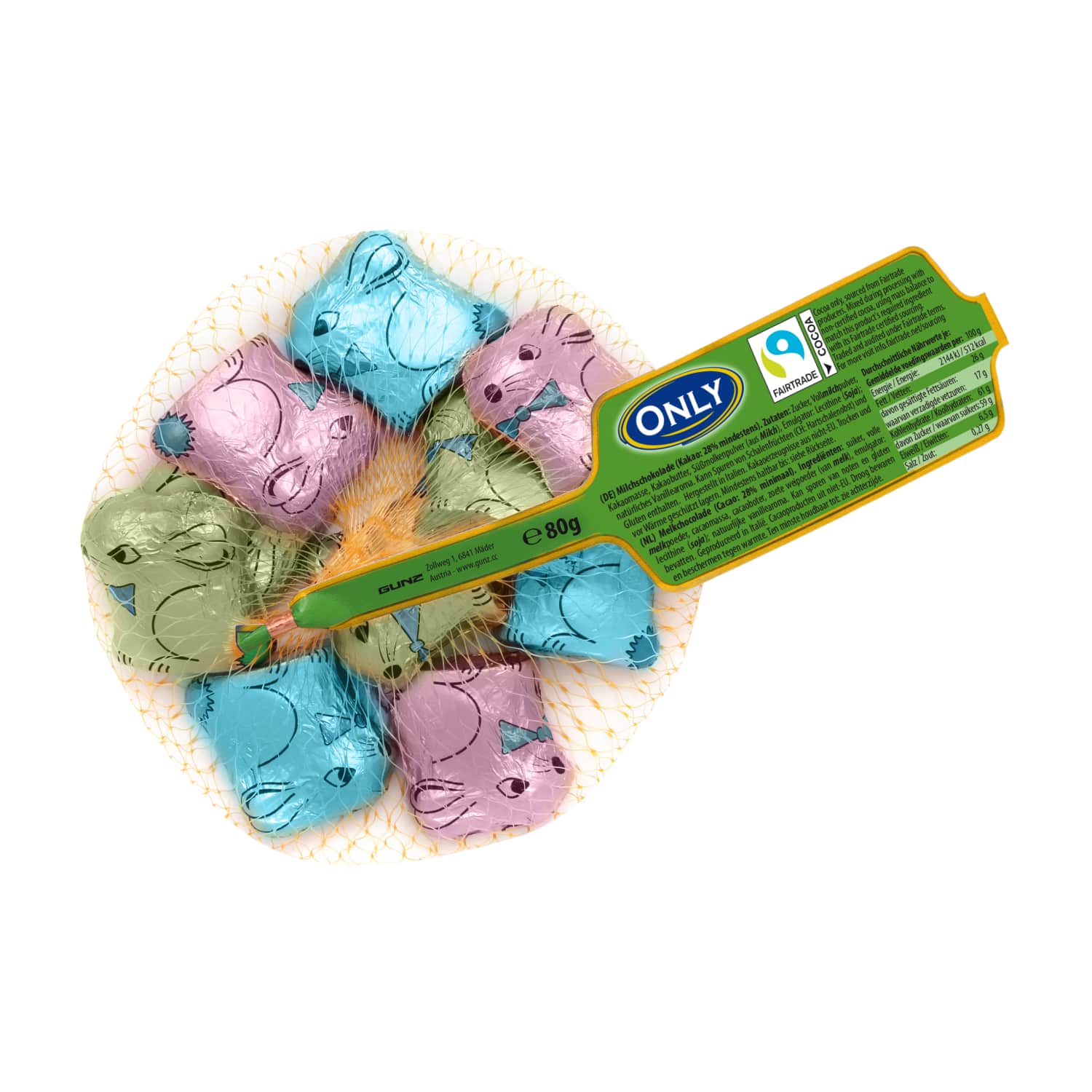 Šokoladiniai zuikučiai ONLY, 80 g