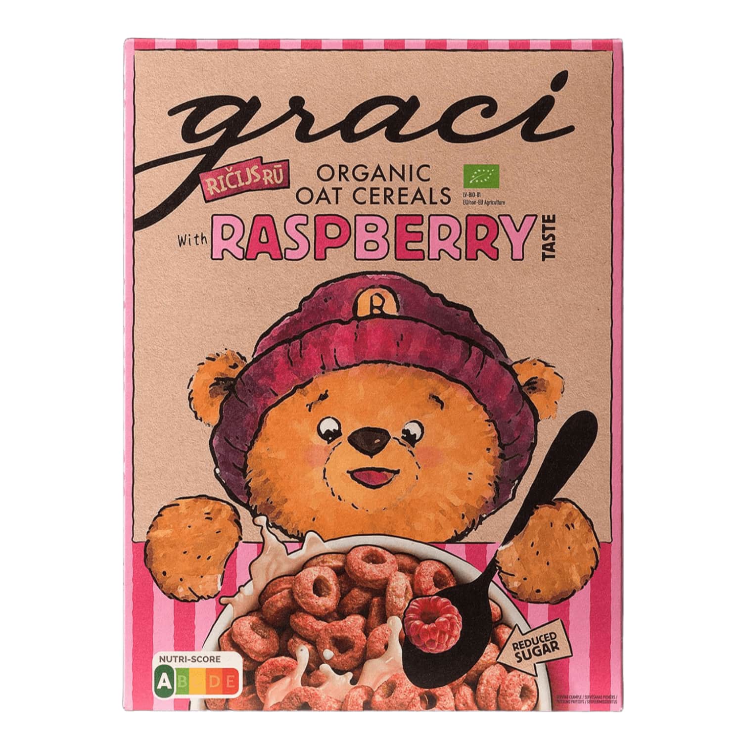 Auzu riņķīši Graci ar aveņu garšu BIO 300g