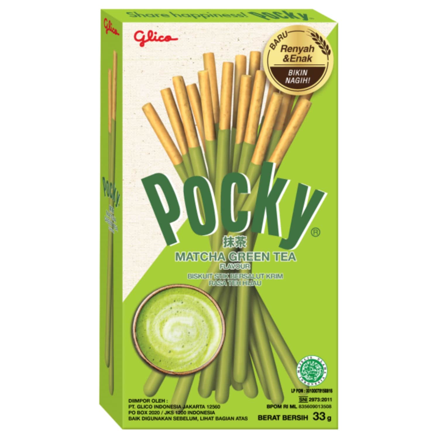 Lazdelės GLICO POCKY GREEN TEA, 33 g