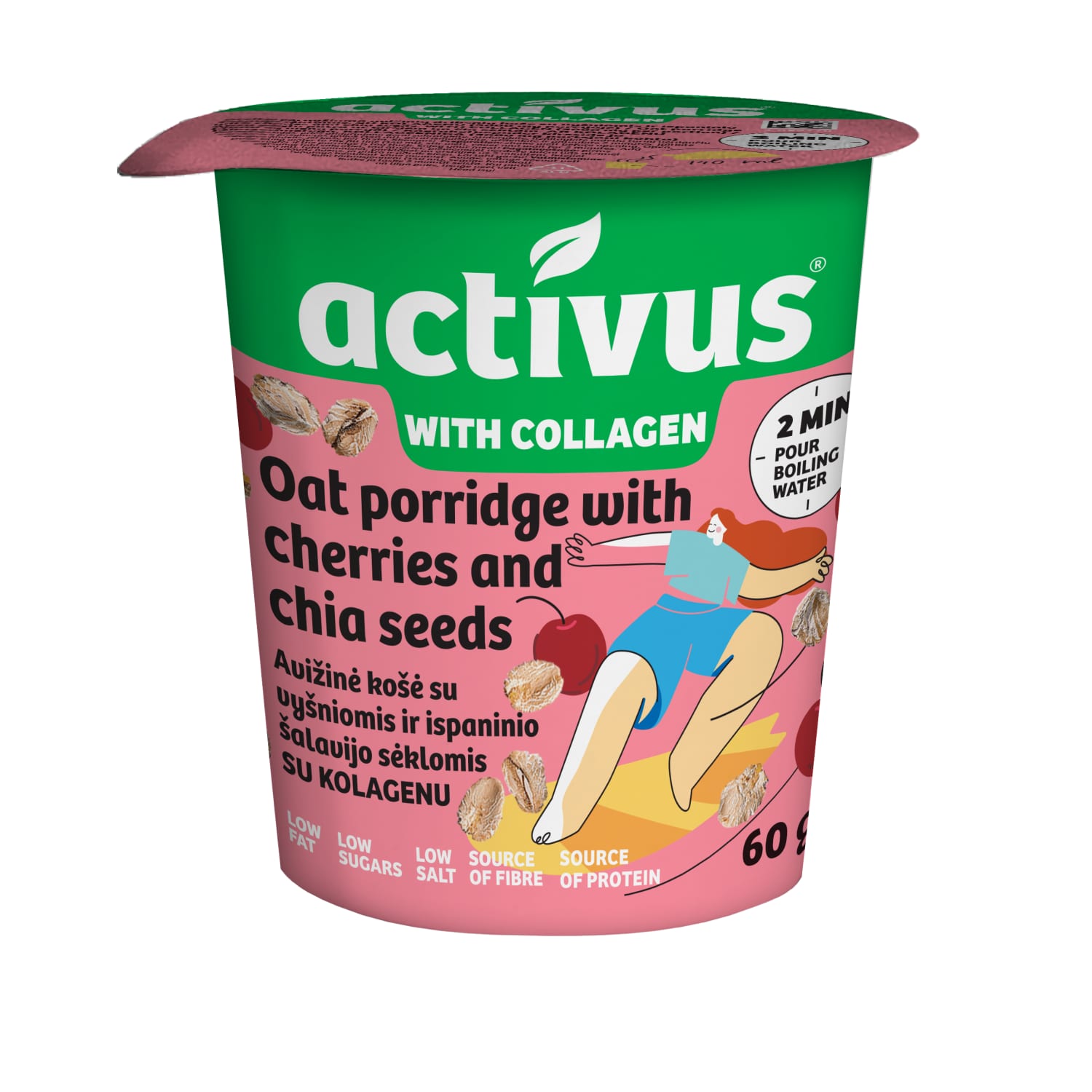 Avižinė košė ACTIVUS, su vyš, šal. sėk., 60 g