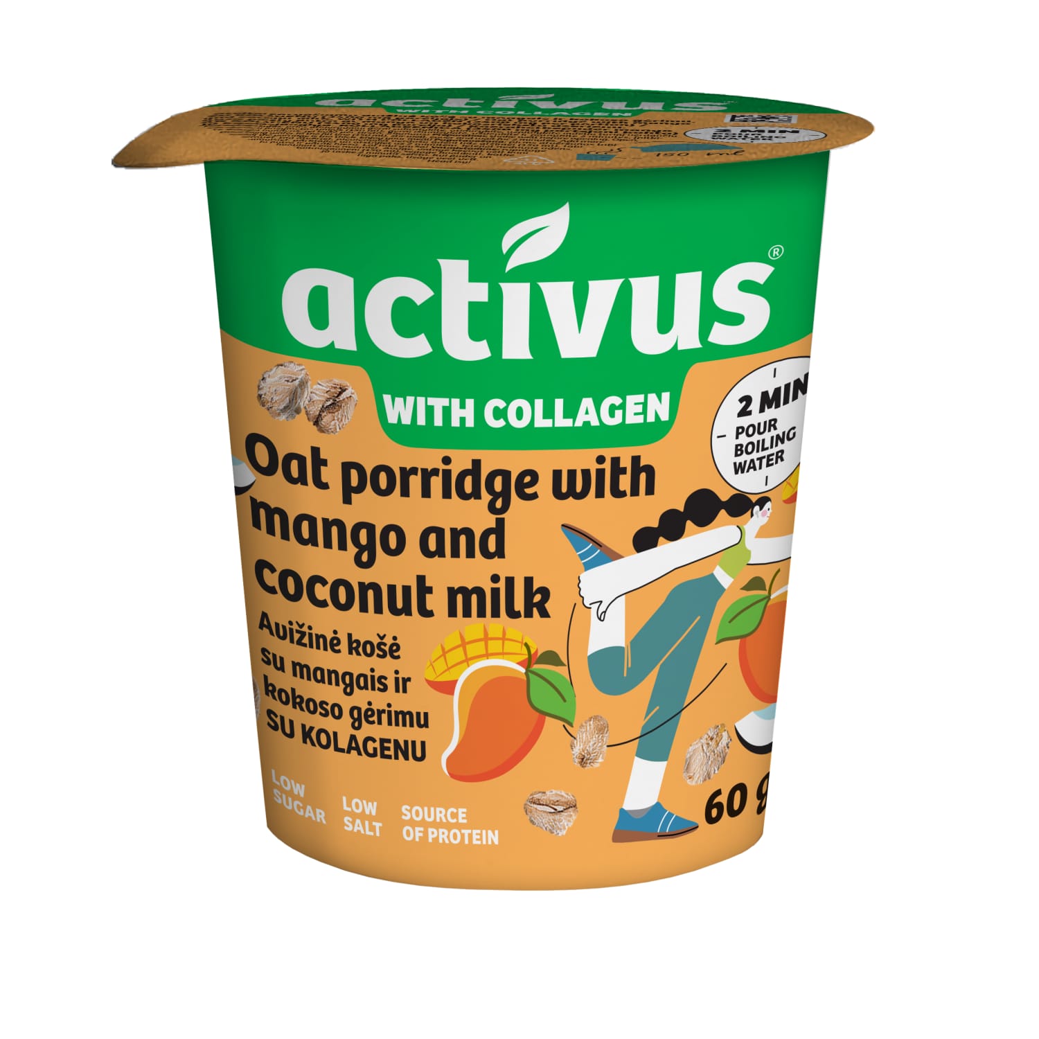 Avižinė košė ACTIVUS, su mang. ir  kok., 60 g