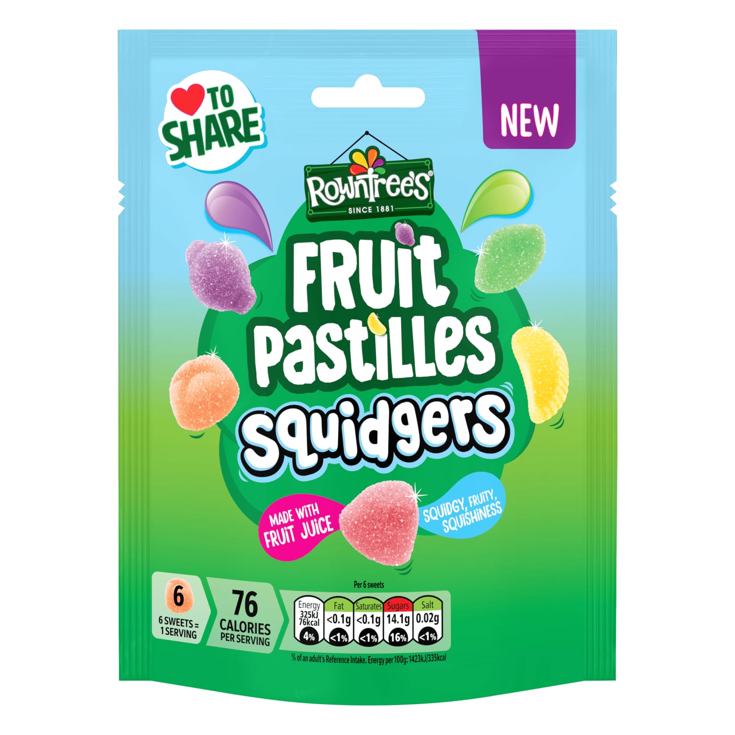 Kummikommid puuvil. Rowntrees Squidgers 120g