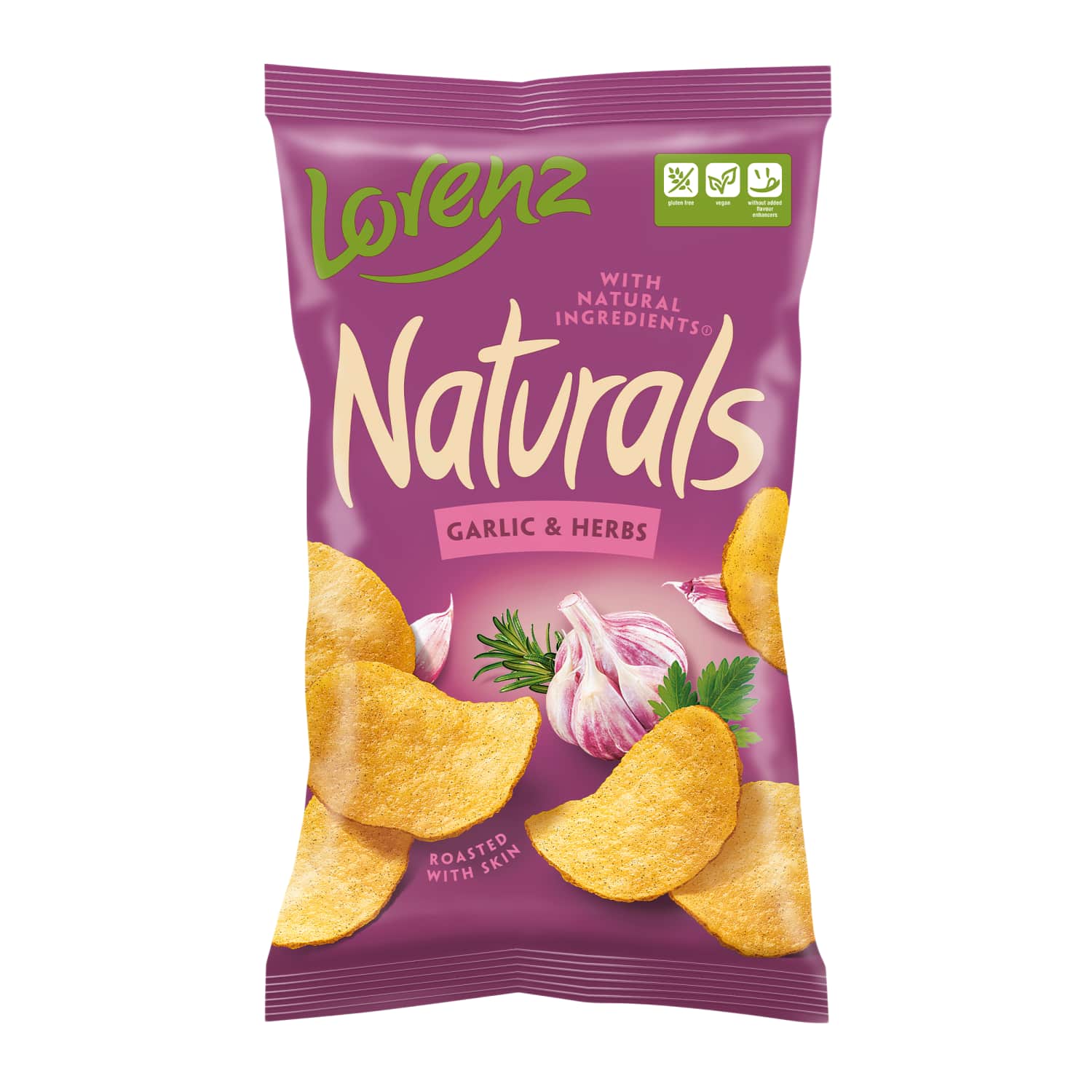 Bulvių traškučiai NATURALS GARLIC&HERBS, 100g