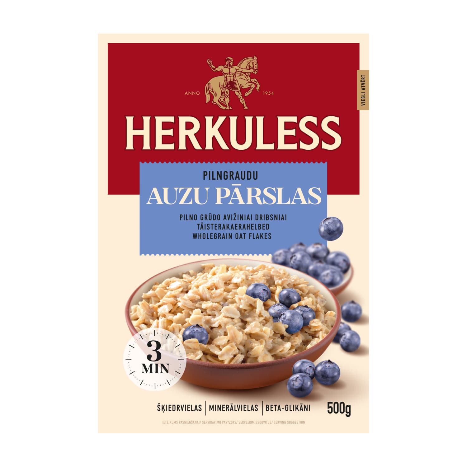 Auzu pārslas Herkuless pilngraudu 500g