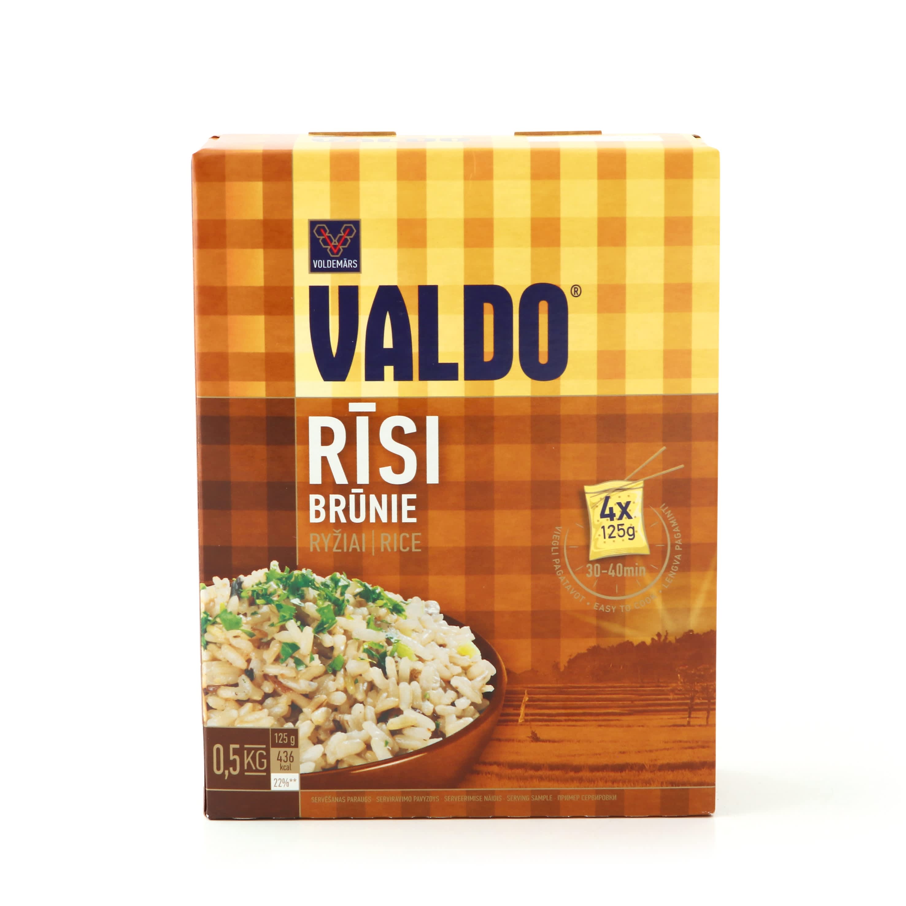 Rīsi Valdo brūnie 4x125g