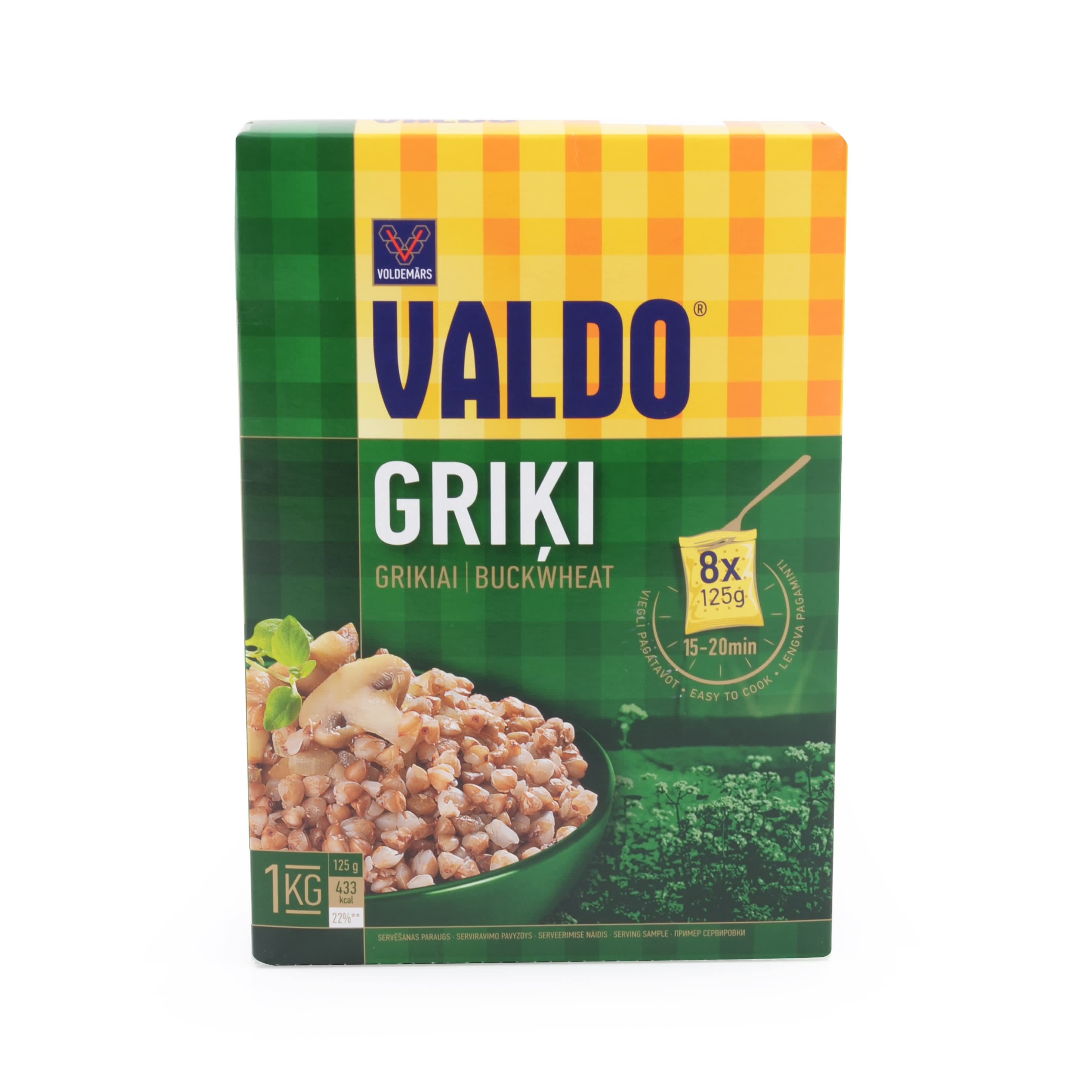 Griķi Valdo maisiņos 8x125g