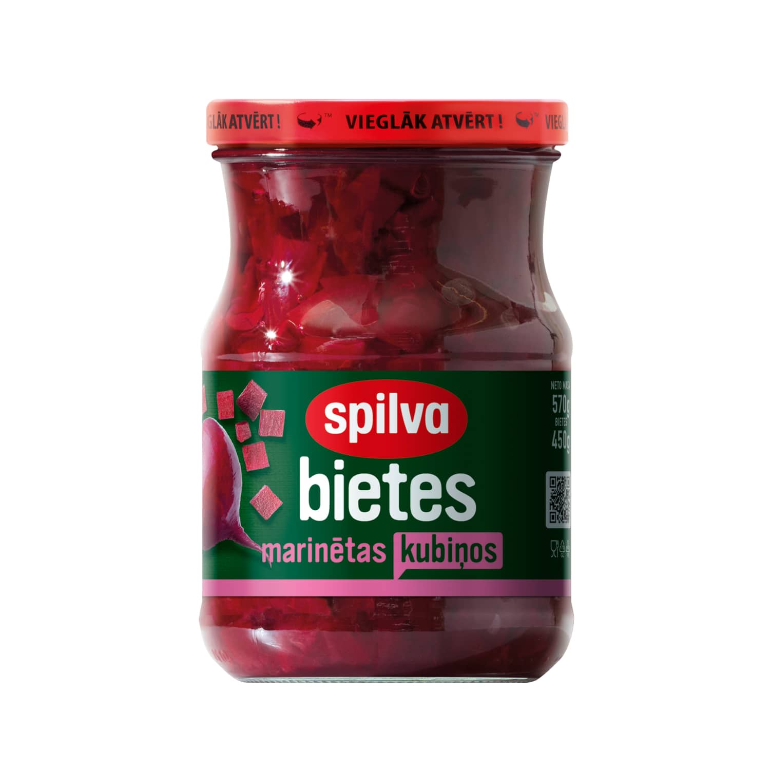 Marinētas bietes Spilva kubiņos 570g/380g