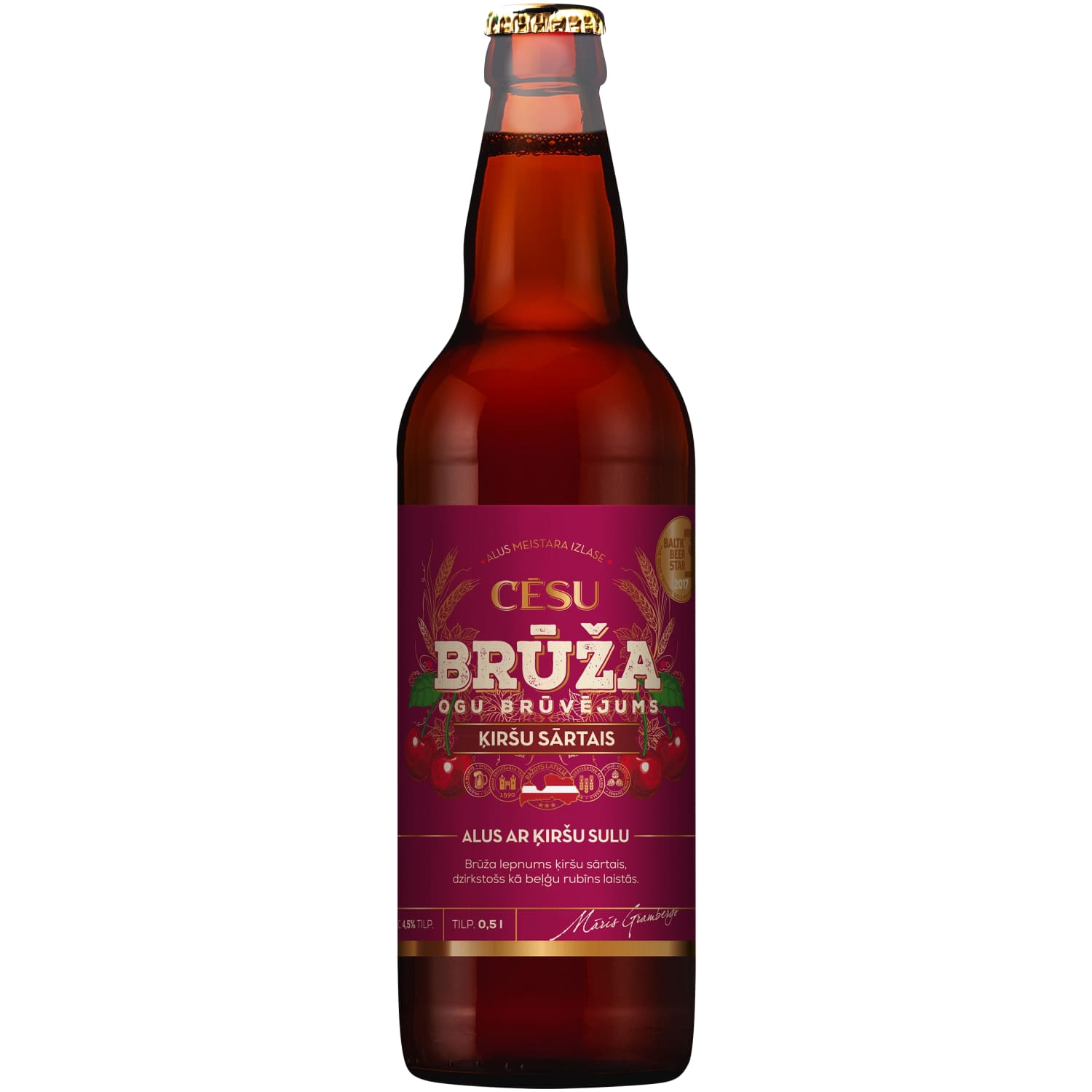 Alus Brūža ķiršu sārtais 4,5% 0,5l