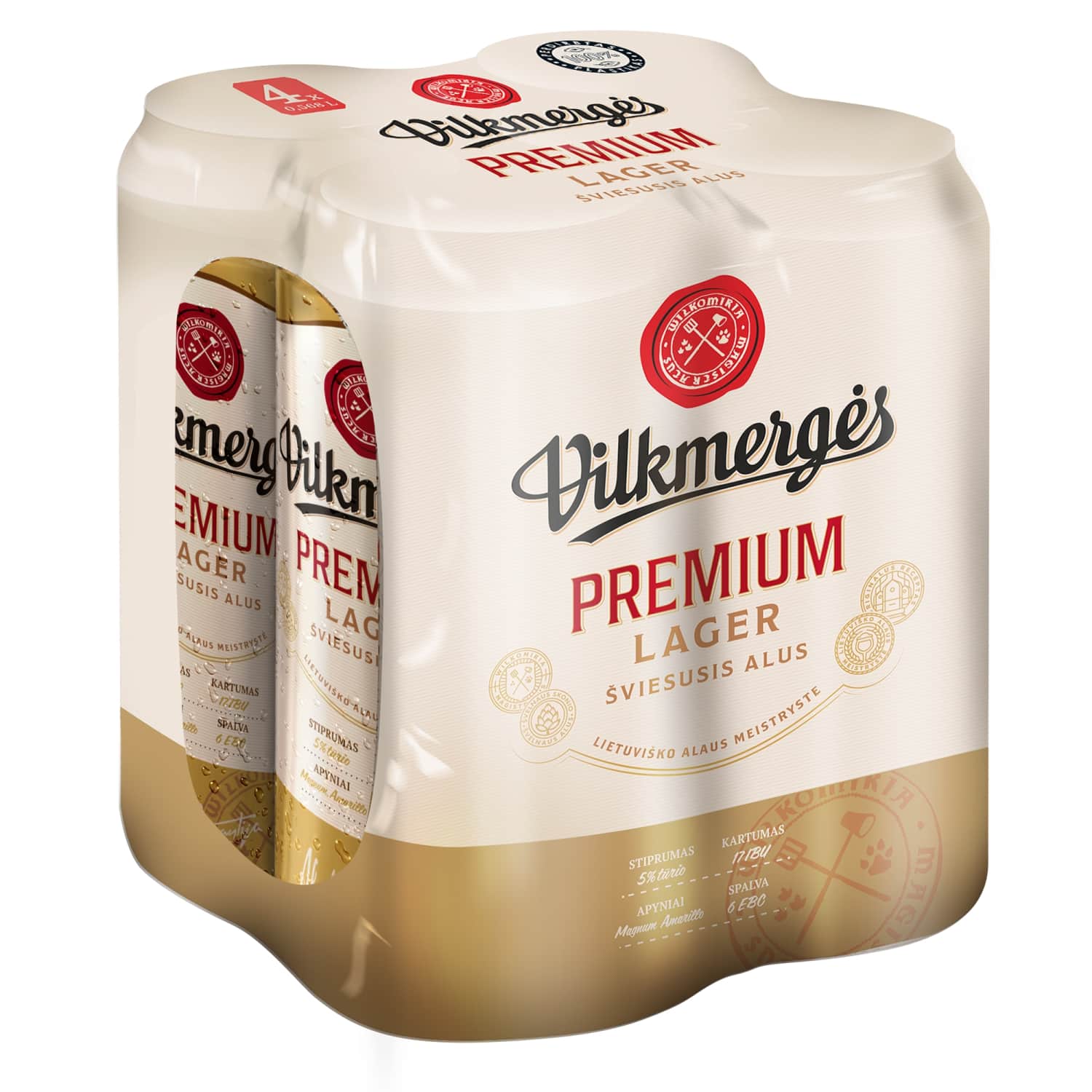 Alus VILKMERGĖS PREMIUM, 5,0%,4 X 0,568 l