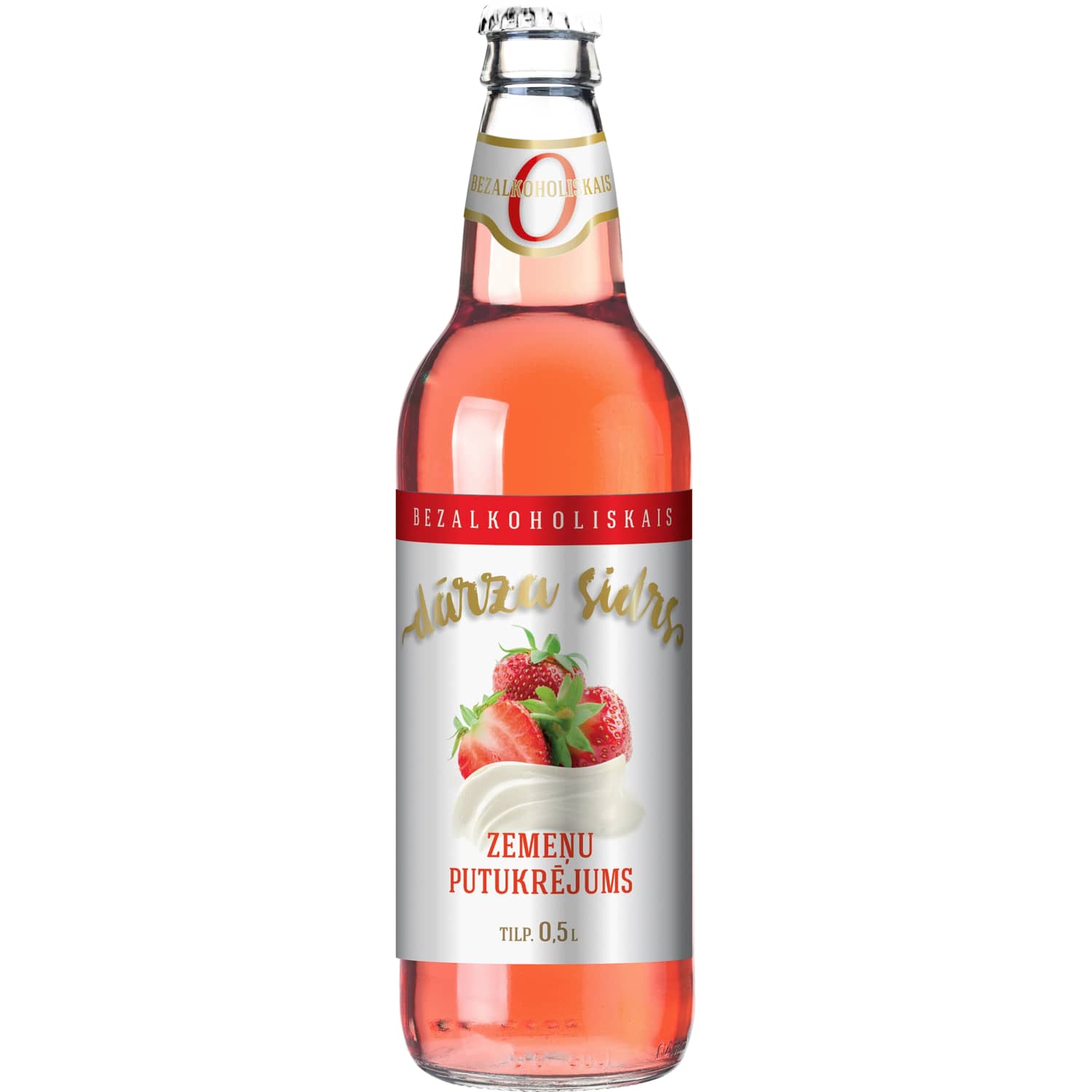 Sidrs Dārza zemeņu 0% 0,5l