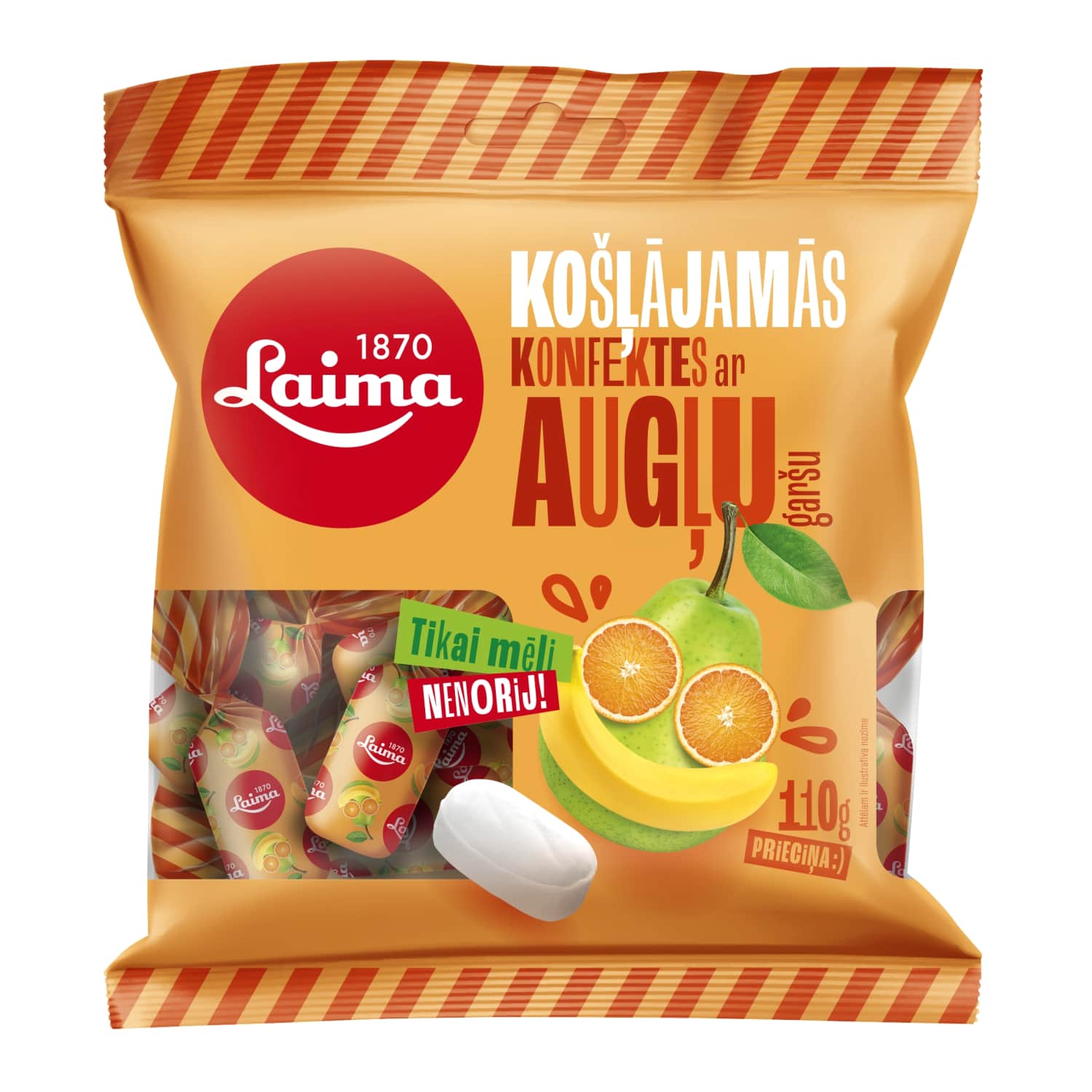 Košļāj. konfektes Laima ar augļu garšu 110g
